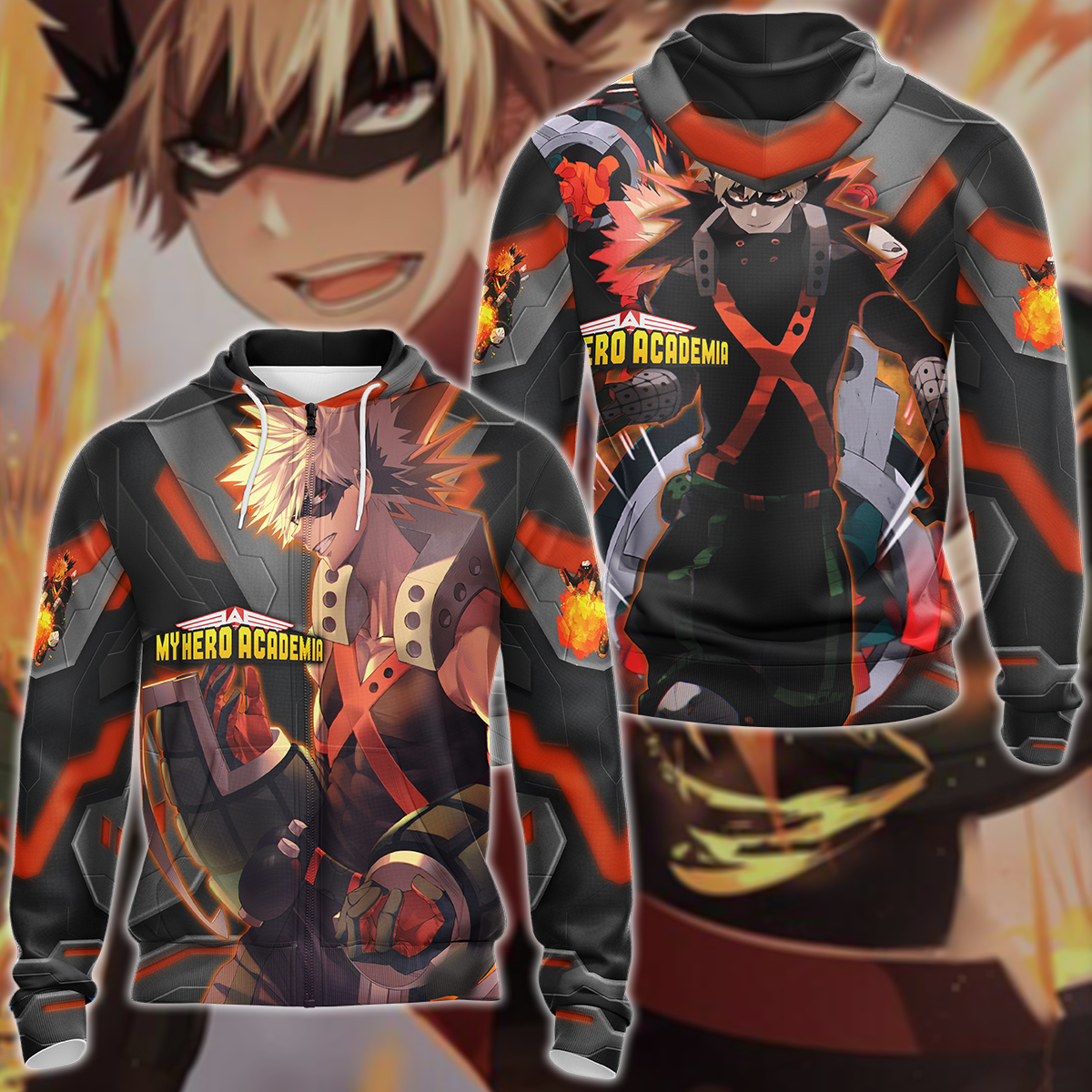 My Hero Academia Bakugou 3D All Over Print T-shirt Tank Top Zip Hoodie Pullover Hoodie Hawaiian Shirt Beach Shorts Jogger Zip Hoodie