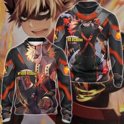 My Hero Academia Bakugou 3D All Over Print T-shirt Tank Top Zip Hoodie Pullover Hoodie Hawaiian Shirt Beach Shorts Jogger Zip Hoodie