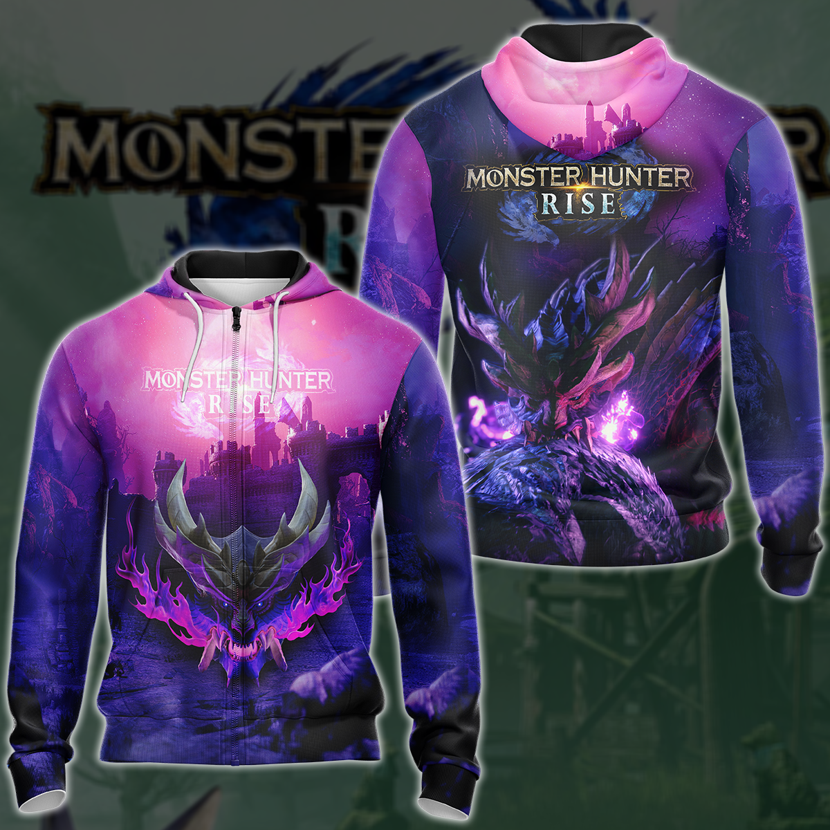Monster Hunter Rise Video Game 3D All Over Printed T-shirt Tank Top Zip Hoodie Pullover Hoodie Hawaiian Shirt Beach Shorts Jogger Zip Hoodie