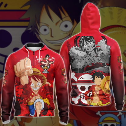 One Piece Monkey D. Luffy Anime Manga 3D All Over Print T-shirt Tank Top Zip Hoodie Pullover Hoodie Hawaiian Shirt Beach Shorts Jogger Zip Hoodie