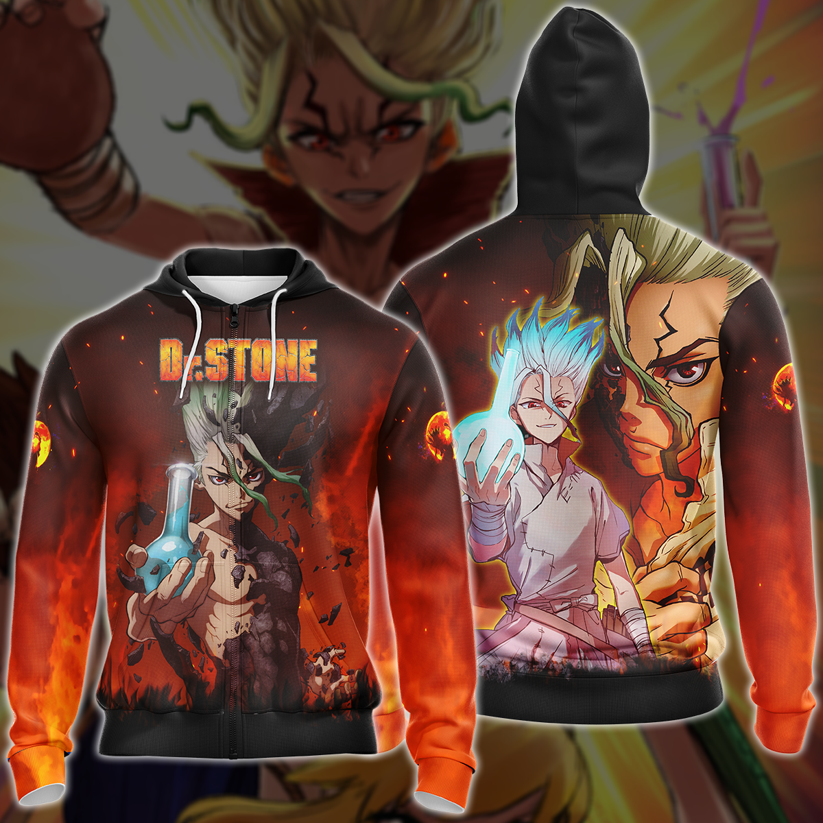 Dr. Stone Anime Manga 3D All Over Print T-shirt Tank Top Zip Hoodie Pullover Hoodie Hawaiian Shirt Beach Shorts Jogger Zip Hoodie