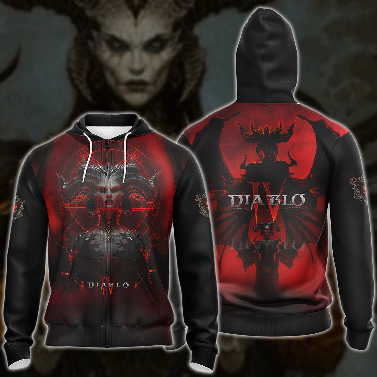 Diablo IV Lilith Video Game 3D All Over Printed T-shirt Tank Top Zip Hoodie Pullover Hoodie Hawaiian Shirt Beach Shorts Jogger Zip Hoodie