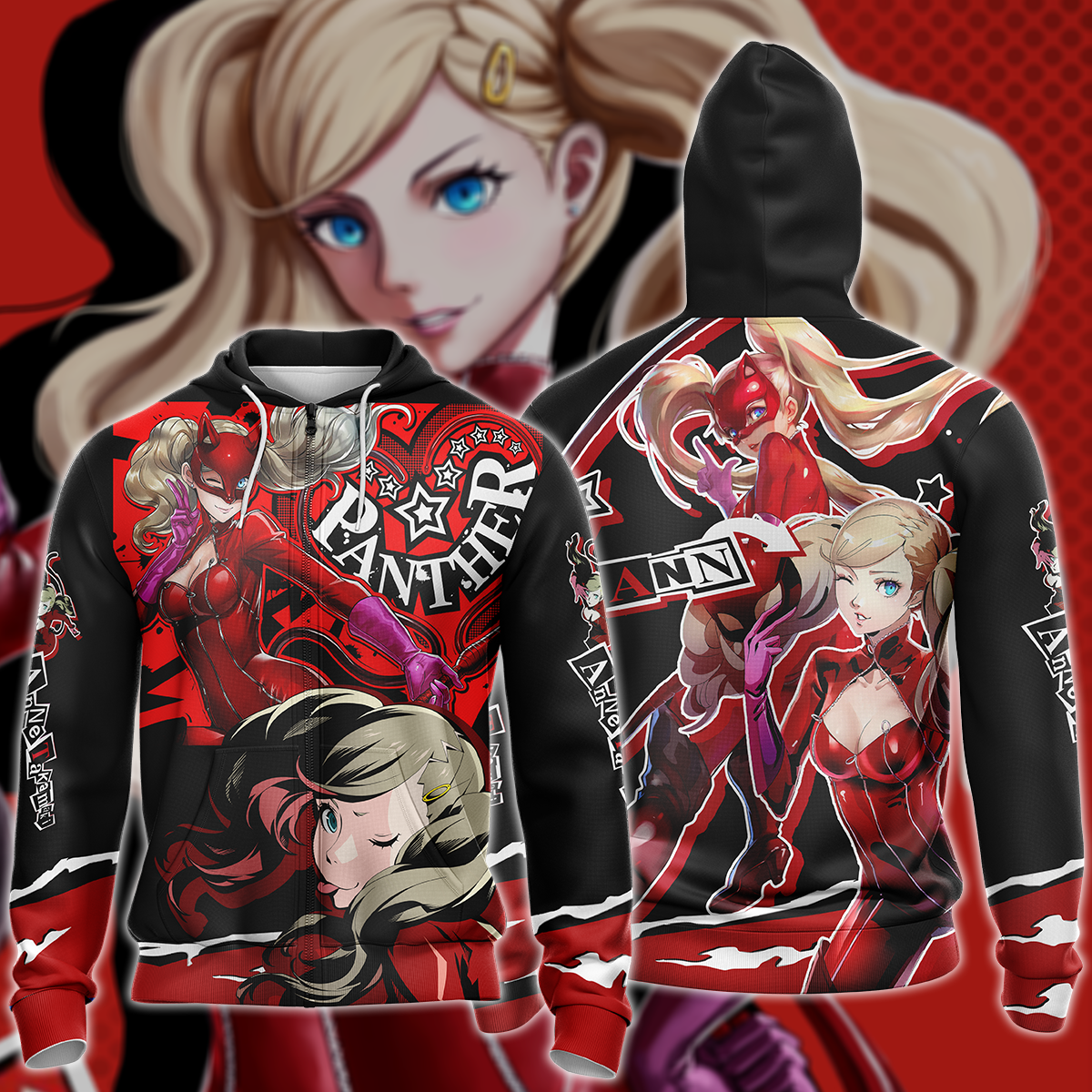 Persona 5 Strikers Ann Takamaki Video Game 3D All Over Print T-shirt Tank Top Zip Hoodie Pullover Hoodie Hawaiian Shirt Beach Shorts Jogger Zip Hoodie