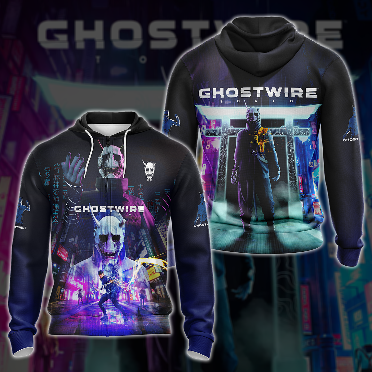 Ghostwire Tokyo Video Game 3D All Over Printed T-shirt Tank Top Zip Hoodie Pullover Hoodie Hawaiian Shirt Beach Shorts Jogger Zip Hoodie