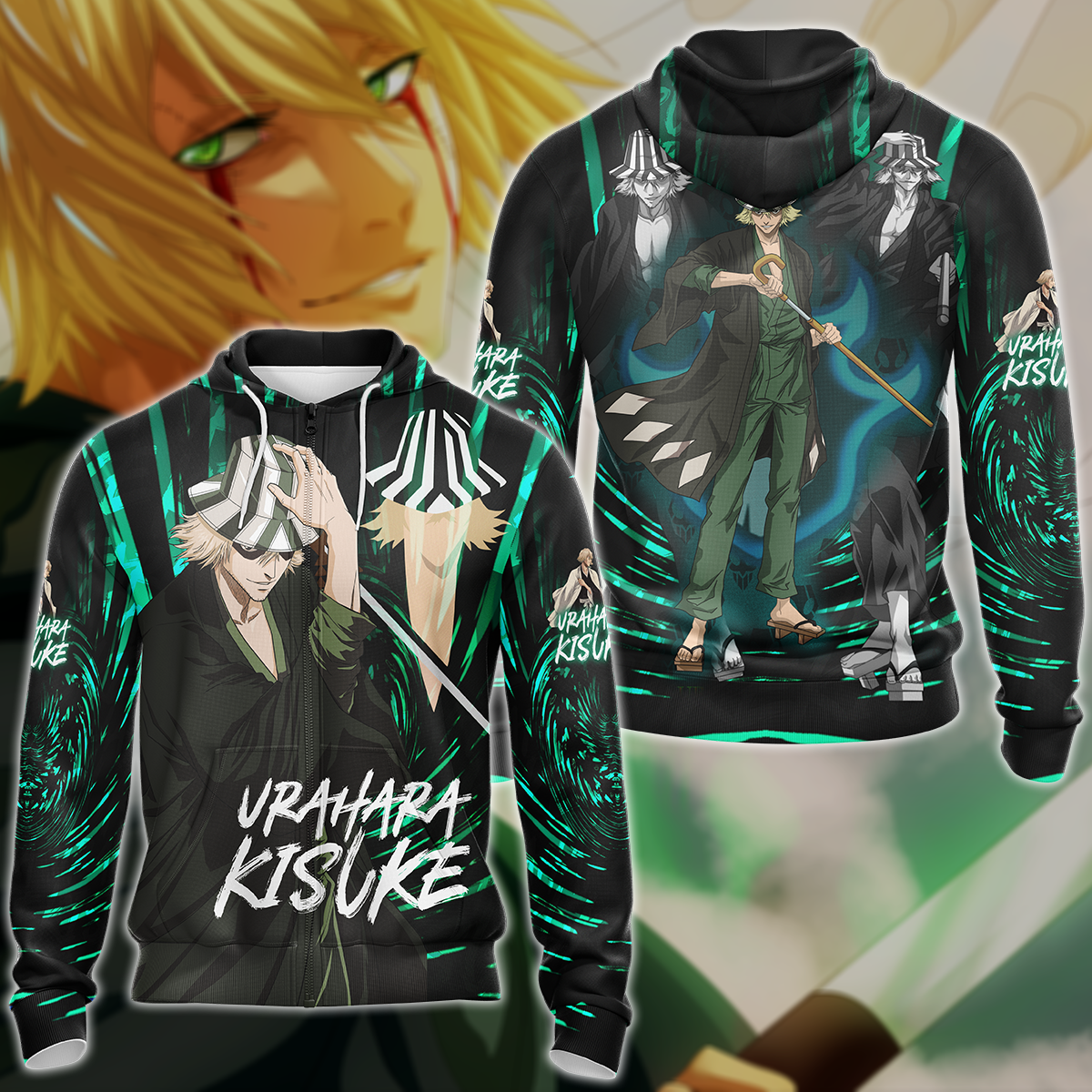 Bleach Kisuke Urahara Anime Manga 3D All Over Print T-shirt Tank Top Zip Hoodie Pullover Hoodie Hawaiian Shirt Beach Shorts Jogger Zip Hoodie