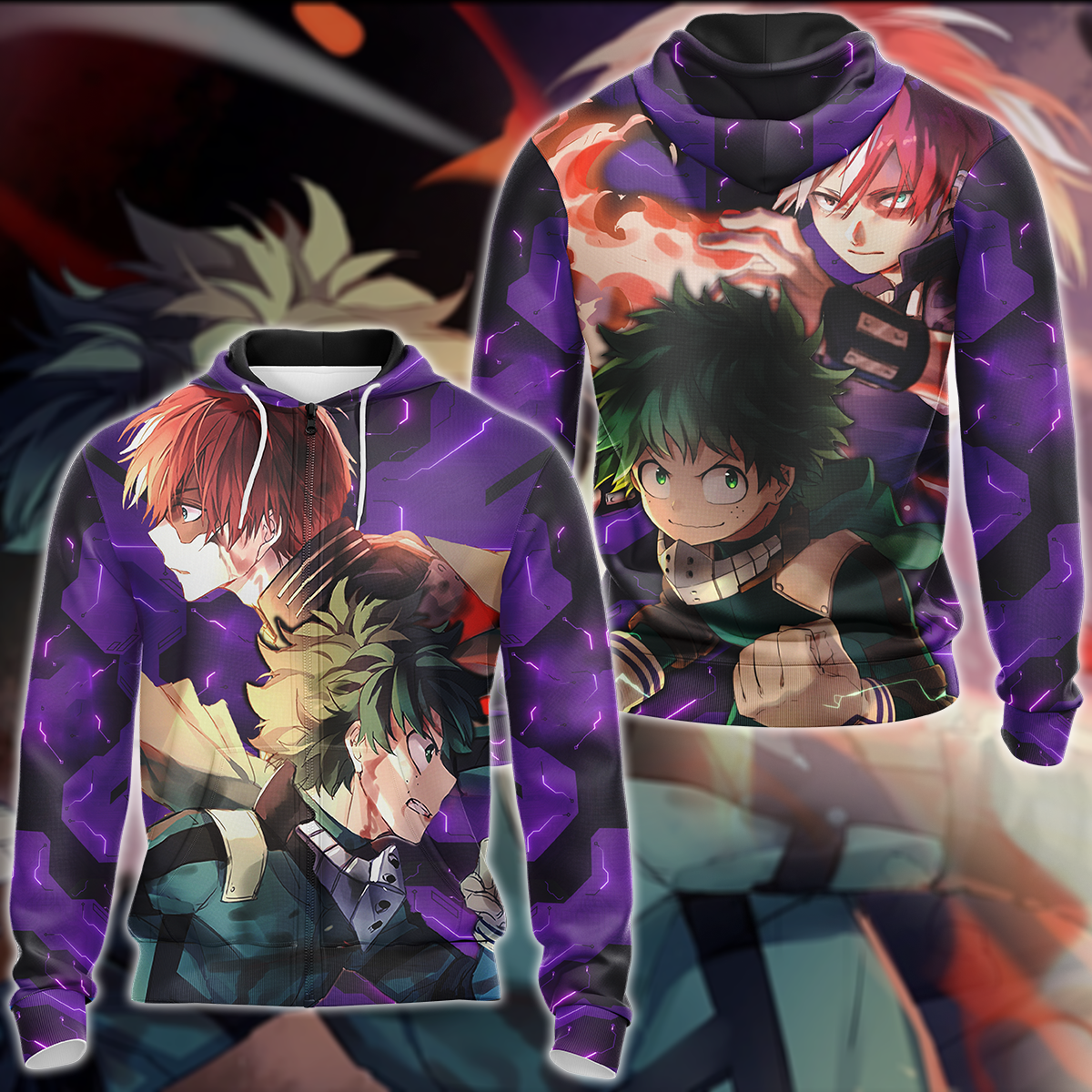 My Hero Academia: Deku x Todoroki 3D All Over Print T-shirt Tank Top Zip Hoodie Pullover Hoodie Hawaiian Shirt Beach Shorts Jogger Zip Hoodie