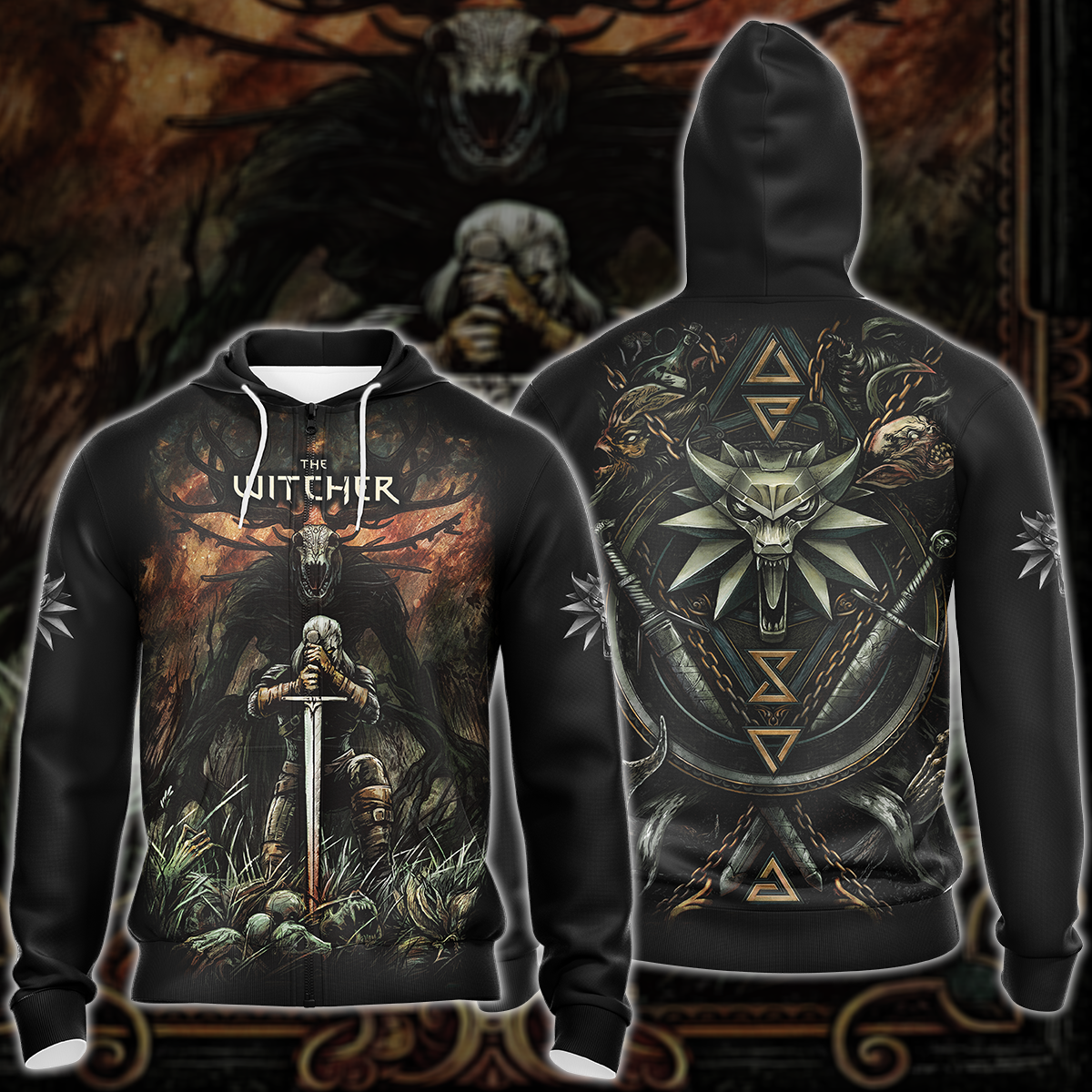 The Witcher Video Game 3D All Over Printed T-shirt Tank Top Zip Hoodie Pullover Hoodie Hawaiian Shirt Beach Shorts Jogger Zip Hoodie