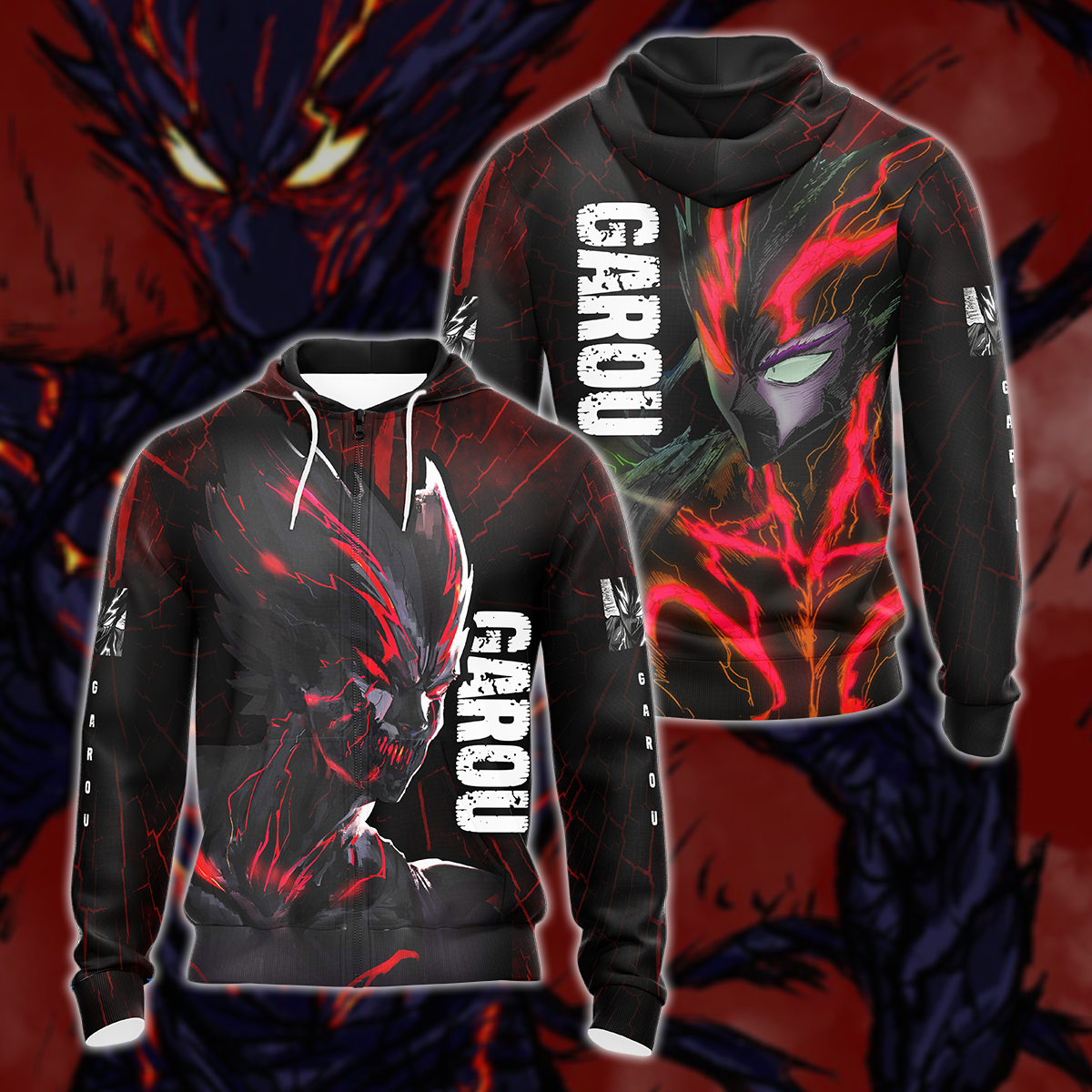 One Punch Man Garou Monster Form 3D All Over Print T-shirt Tank Top Zip Hoodie Pullover Hoodie Hawaiian Shirt Beach Shorts Jogger Zip Hoodie
