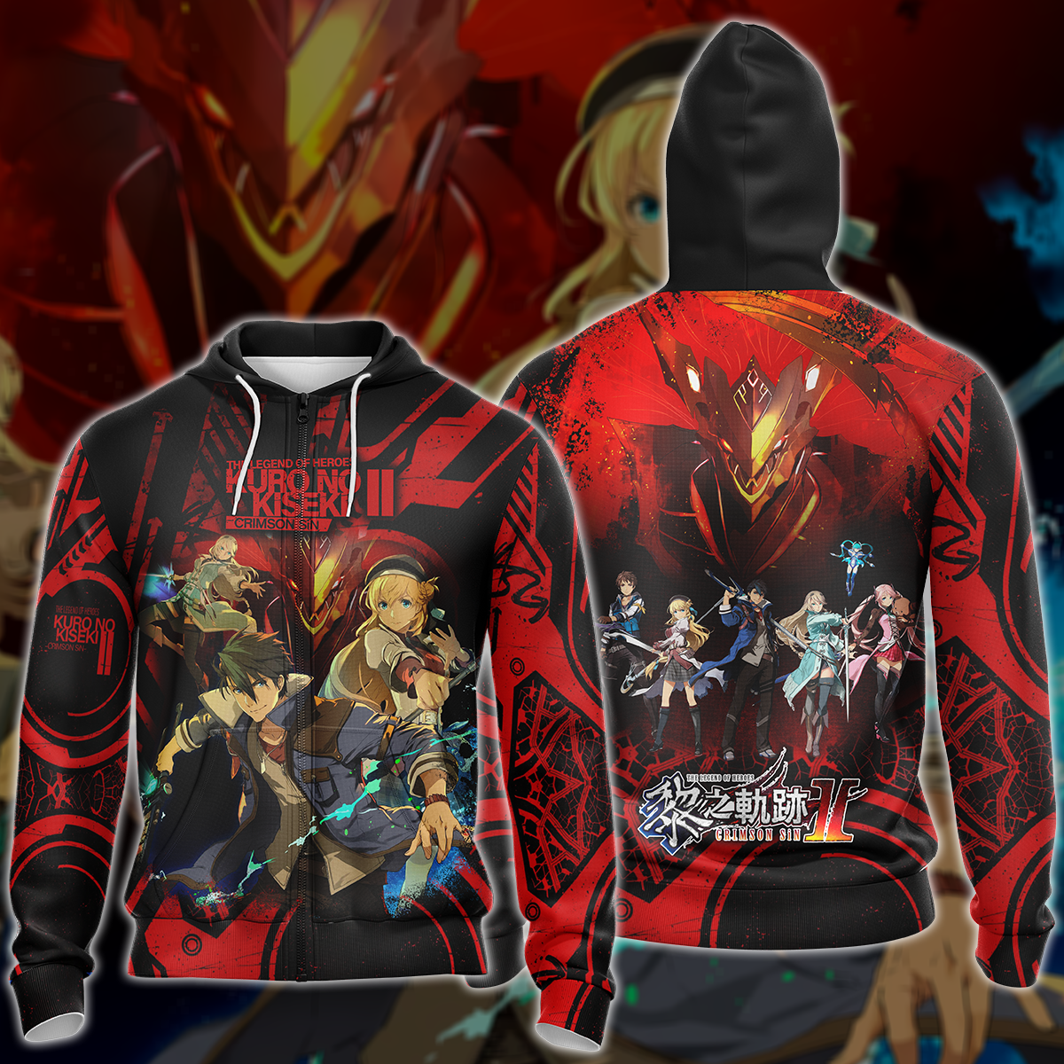 The Legend of Heroes: Kuro no Kiseki II – Crimson Sin Video Game 3D All Over Printed T-shirt Tank Top Zip Hoodie Pullover Hoodie Hawaiian Shirt Beach Shorts Jogger Zip Hoodie