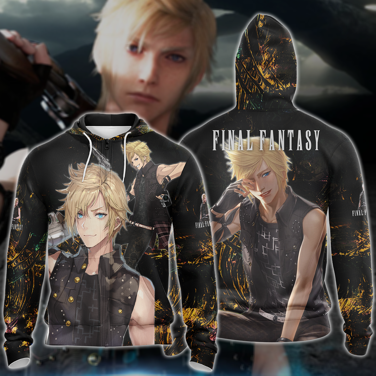 Final Fantasy XV Prompto Argentum Video Game 3D All Over Print T-shirt Tank Top Zip Hoodie Pullover Hoodie Hawaiian Shirt Beach Shorts Jogger Zip Hoodie