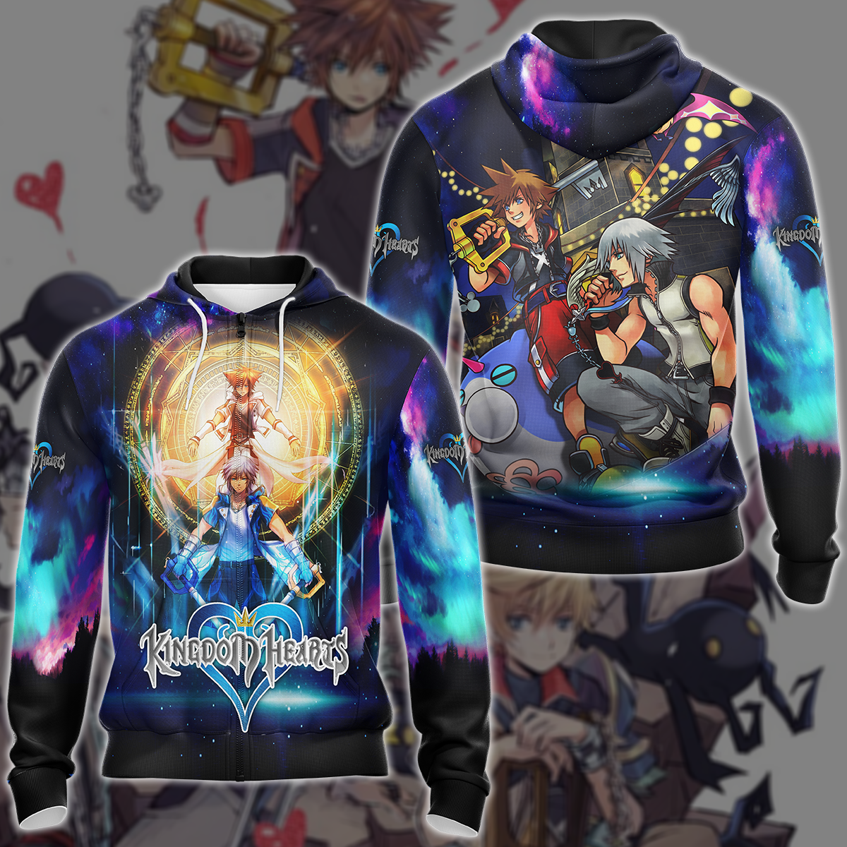 Kingdom Hearts Sora & Riku Video Game 3D All Over Printed T-shirt Tank Top Zip Hoodie Pullover Hoodie Hawaiian Shirt Beach Shorts Jogger Zip Hoodie