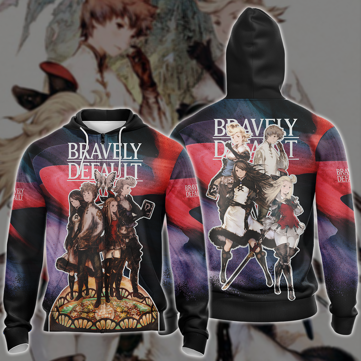Bravely Default Video Game 3D All Over Printed T-shirt Tank Top Zip Hoodie Pullover Hoodie Hawaiian Shirt Beach Shorts Jogger Zip Hoodie