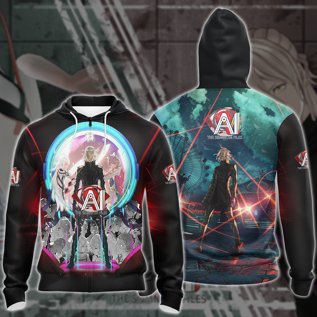 AI: The Somnium Files Video Game All Over Printed T-shirt Tank Top Zip Hoodie Pullover Hoodie Hawaiian Shirt Beach Shorts Joggers Zip Hoodie