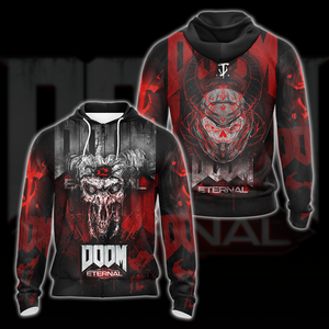 DOOM Eternal All Over Print T-shirt Tank Top Zip Hoodie Pullover Hoodie Hawaiian Shirt Zip Hoodie S 