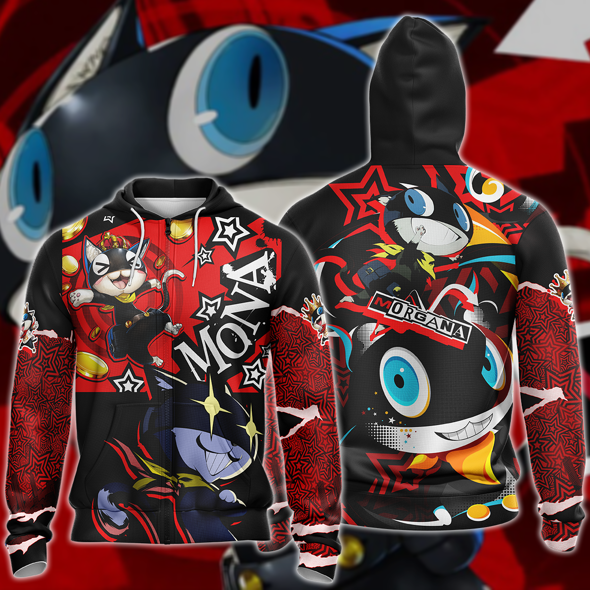 Persona 5 Strikers Morgana Video Game 3D All Over Print T-shirt Tank Top Zip Hoodie Pullover Hoodie Hawaiian Shirt Beach Shorts Jogger Zip Hoodie