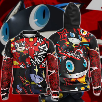 Persona 5 Strikers Morgana Video Game 3D All Over Print T-shirt Tank Top Zip Hoodie Pullover Hoodie Hawaiian Shirt Beach Shorts Jogger Zip Hoodie