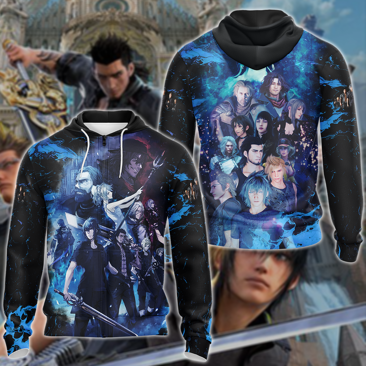 Final Fantasy XV Video Game 3D All Over Print T-shirt Tank Top Zip Hoodie Pullover Hoodie Hawaiian Shirt Beach Shorts Jogger Zip Hoodie