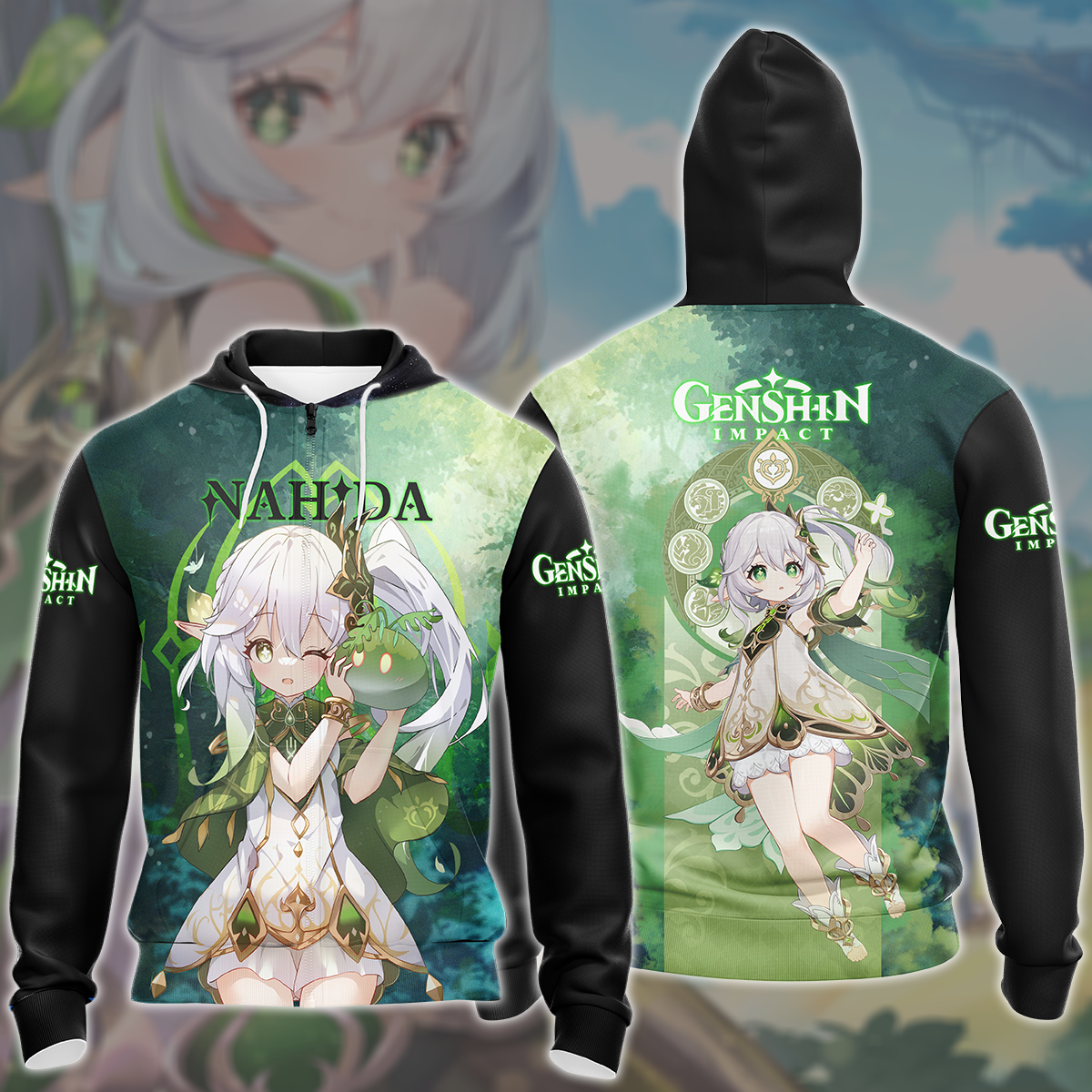 Genshin Impact Nahida Video Game All Over Printed T-shirt Tank Top Zip Hoodie Pullover Hoodie Hawaiian Shirt Beach Shorts Joggers Zip Hoodie