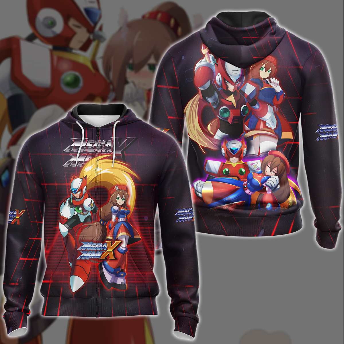 Mega Man X: Zero & Iris Video Game 3D All Over Printed T-shirt Tank Top Zip Hoodie Pullover Hoodie Hawaiian Shirt Beach Shorts Jogger Zip Hoodie
