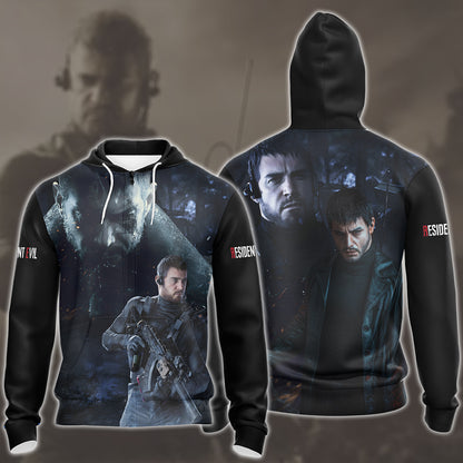 Resident Evil Chris Redfield Video Game All Over Printed T-shirt Tank Top Zip Hoodie Pullover Hoodie Hawaiian Shirt Beach Shorts Joggers