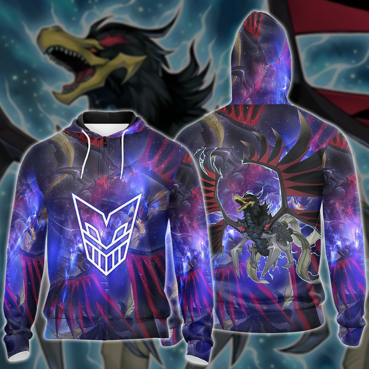Yu-Gi-Oh! Black-Winged Dragon 3D Zip Up Hoodie