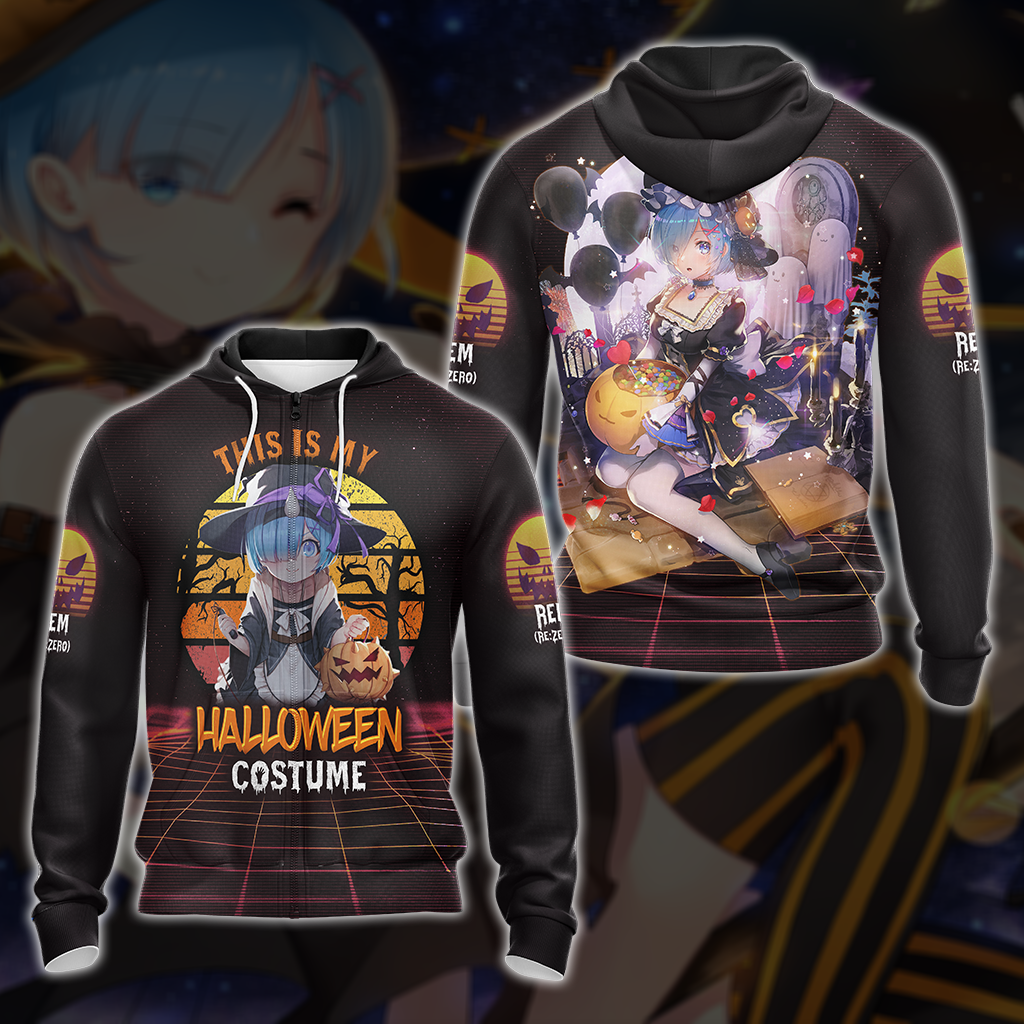 This is my Halloween Costume Rem Re:Zero All Over Print T-shirt Zip Hoodie Pullover Hoodie Zip Hoodie