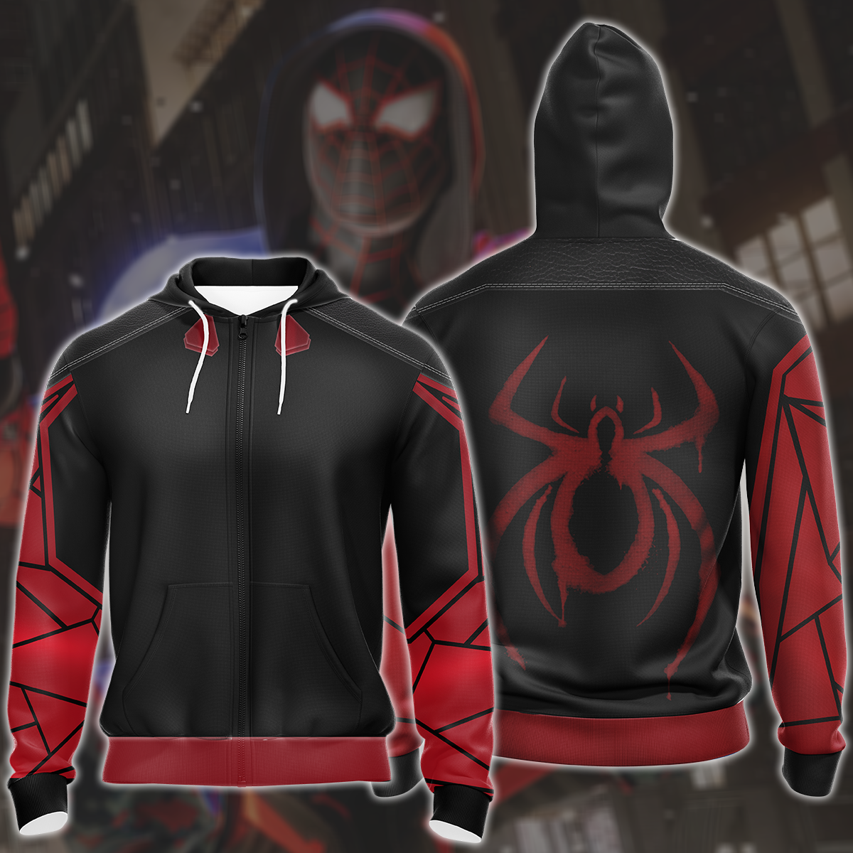 Spider-Man 2 Miles Morales The End Suit Cosplay Video Game All Over Printed T-shirt Tank Top Zip Hoodie Pullover Hoodie Hawaiian Shirt Beach Shorts Joggers Zip Hoodie