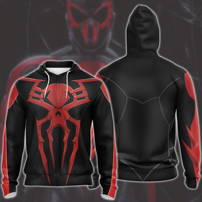 Spider-Man 2099 Black Suit Cosplay Video Game All Over Printed T-shirt Tank Top Zip Hoodie Pullover Hoodie Hawaiian Shirt Beach Shorts Joggers 2 Zip Hoodie