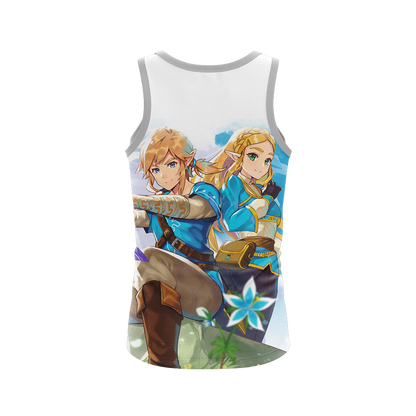 Link and Zelda The Legend of Zelda All Over Print T-shirt Tank Top Zip Hoodie Pullover Hoodie