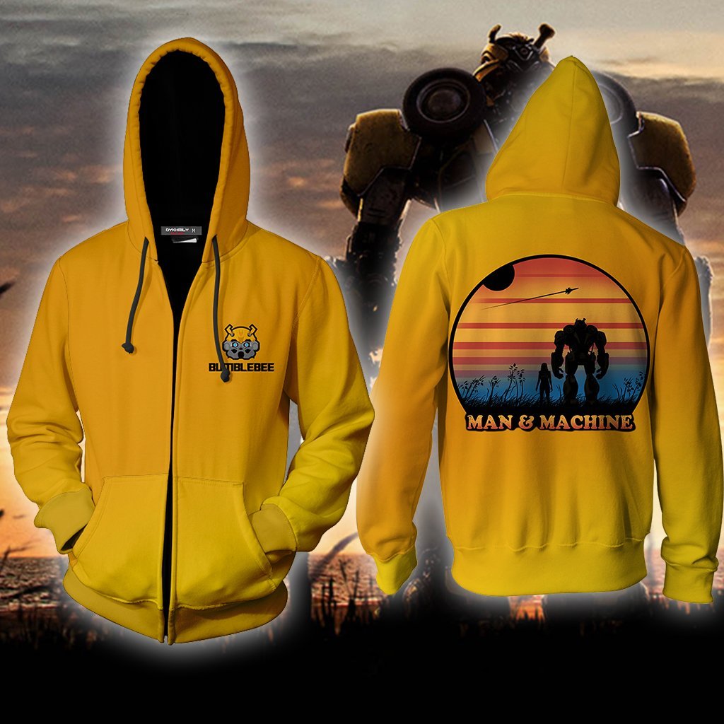 Bumblebee Man And Machine Zip Up Hoodie 5XL