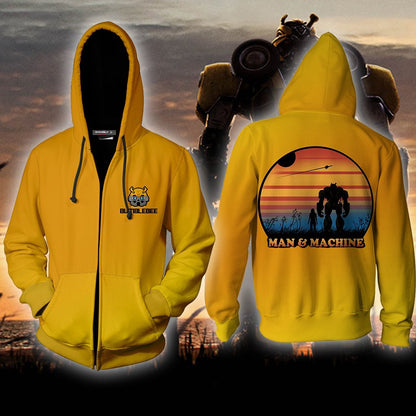 Bumblebee Man And Machine Zip Up Hoodie 5XL