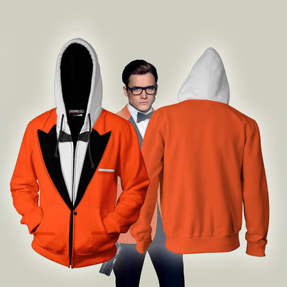 Kingsman: The Golden Circle Eggsy Unwin (Vest) Cosplay Zip Up Hoodie Jacket 5XL