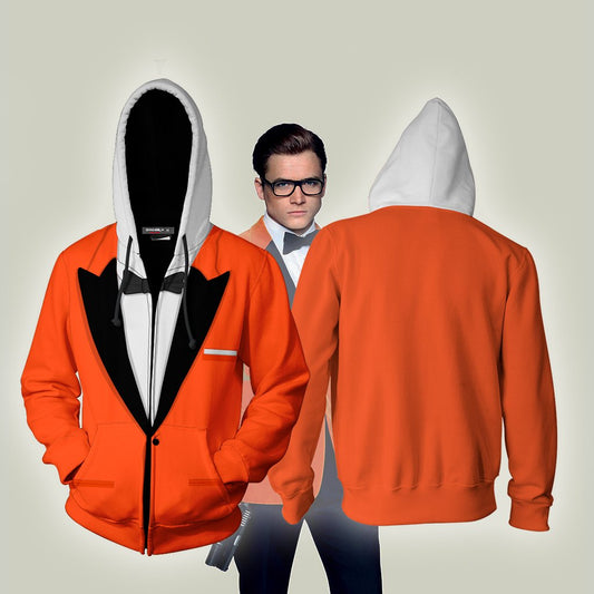 Kingsman: The Golden Circle Eggsy Unwin (Vest) Cosplay Zip Up Hoodie Jacket 5XL