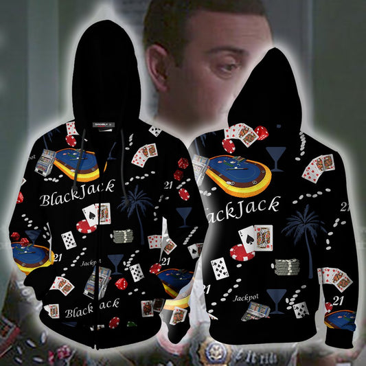Brooklyn 99: Boyle's Blackjack Shirt Cosplay Zip Up Hoodie Jacket 5XL