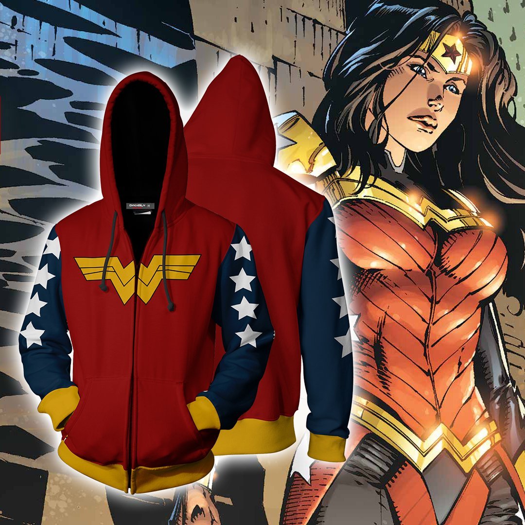 Wonder Woman Cosplay Zip Up Hoodie Jacket 2