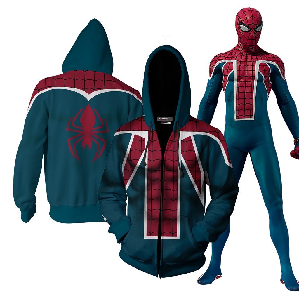 Spider-UK Cosplay PS4 New Look Zip Up Hoodie Jacket Version 2