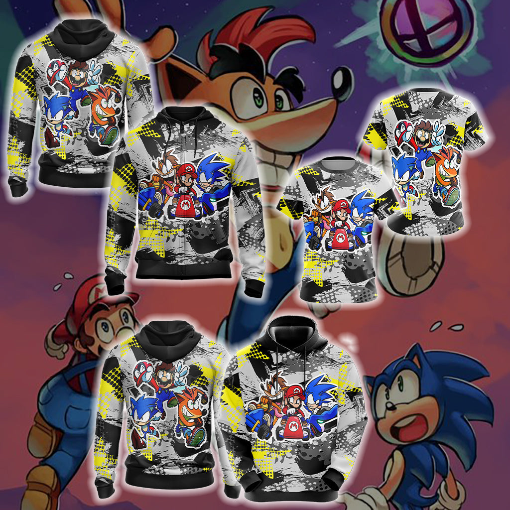 Crash Bandicoot x Mario x Sonic The Hedgehog Unisex 3D T-shirt