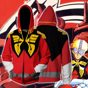 Char Aznable Cosplay Gundam Zip Up Hoodie Jacket XS  
