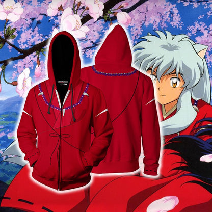 Inuyasha Cosplay Zip Up Hoodie Jacket 5XL