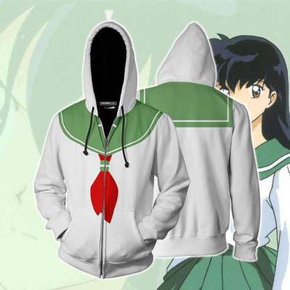 Inuyasha Kagome Higurashi Cosplay Zip Up Hoodie Jacket 5XL