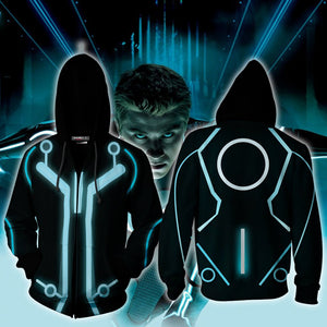 Tron: Legacy Sam Flynn Cosplay Zip Up Hoodie Jacket XS  