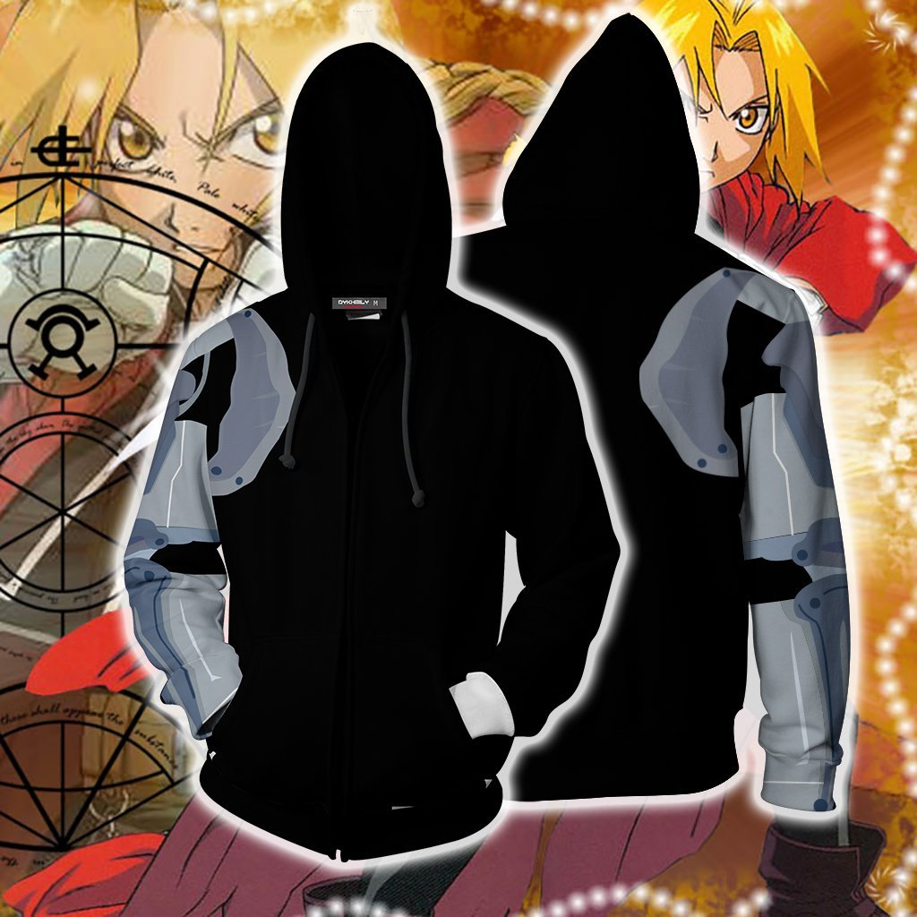 Fullmetal Alchemist Edward Elric Cosplay Zip Up Hoodie Jacket 5XL
