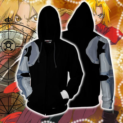 Fullmetal Alchemist Edward Elric Cosplay Zip Up Hoodie Jacket 5XL