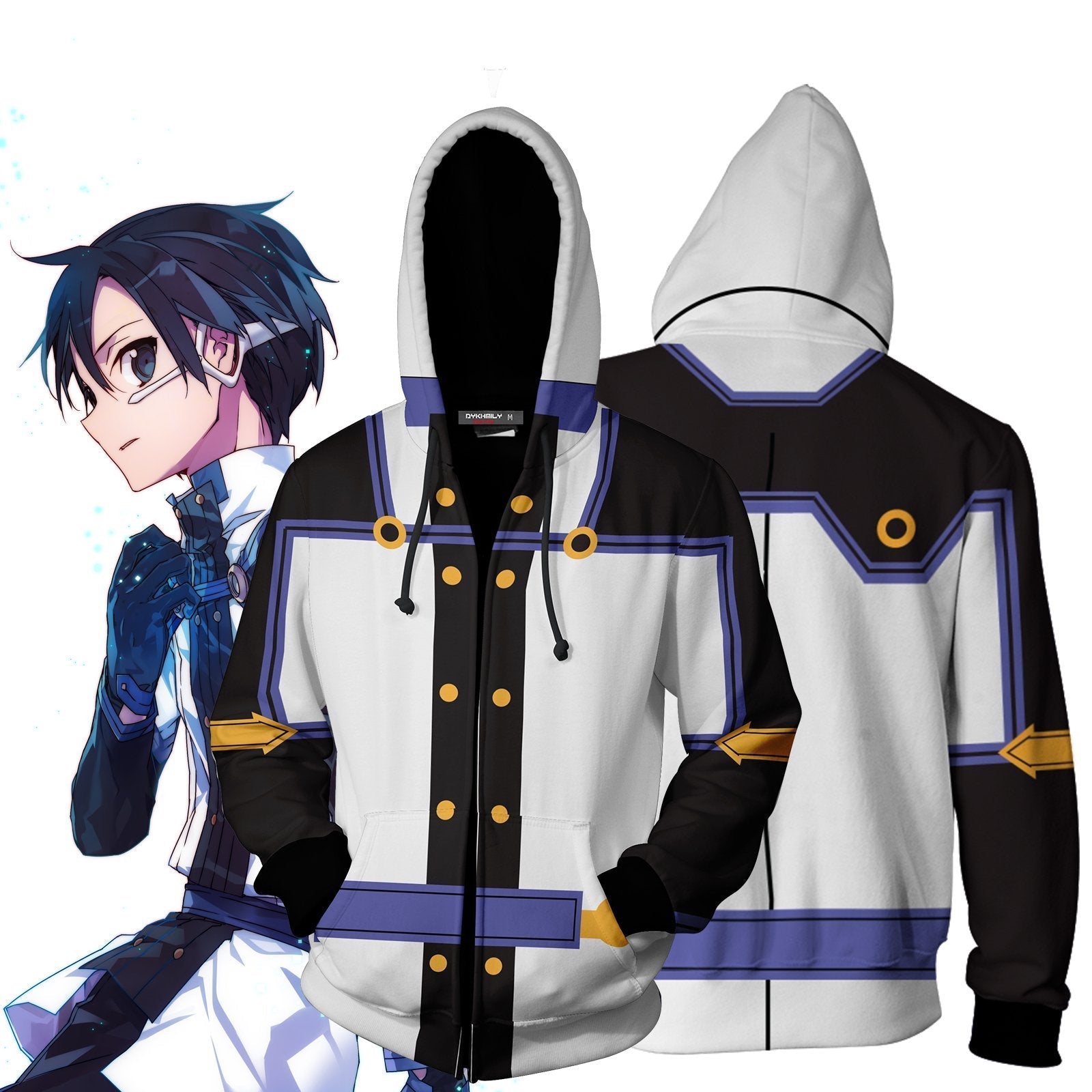 Sword Art Online The Movie Kirito Cosplay Zip Up Hoodie Jacket 5XL
