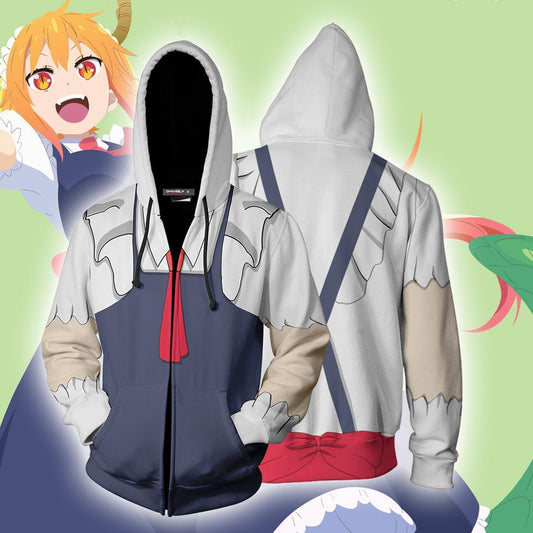 Tohru Honda Cosplay Kobayashi-san Chi No Maid Dragon Zip Up Hoodie Jacket XS  