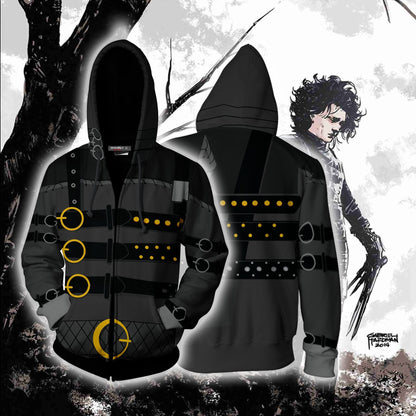 Edward Scissorhands Cosplay Zip Up Hoodie Jacket 5XL