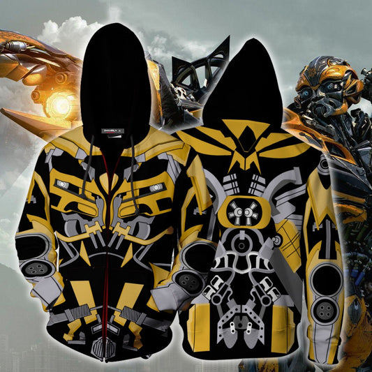 Transformers Bumblebee Cosplay Zip Up Hoodie Jacket 5XL