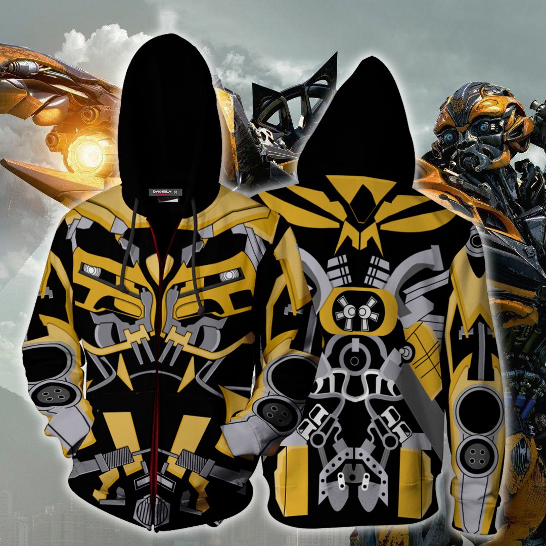 Transformers Bumblebee Cosplay Zip Up Hoodie Jacket XS  