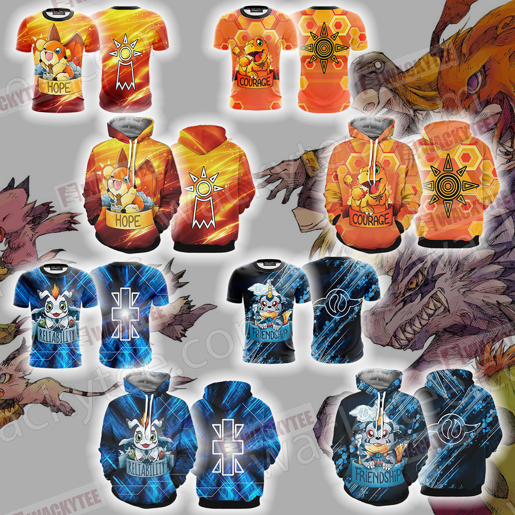 Digimon - The Crest Of Friendship Unisex 3D T-shirt