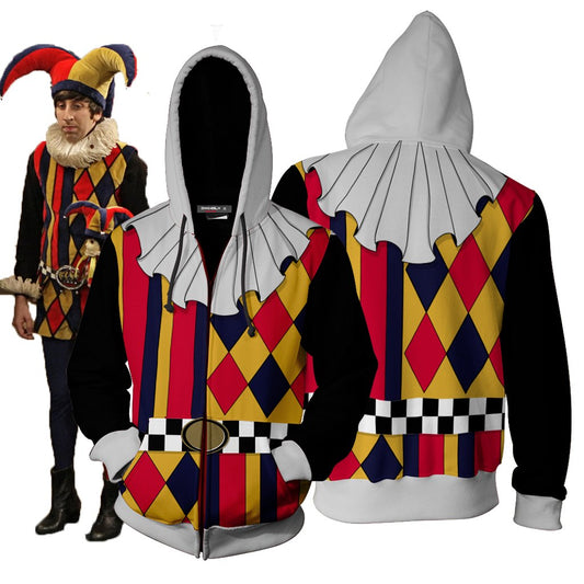 The Big Bang Theory Howard Wolowitz Jester Outfit Cosplay Zip Up Hoodie Jacket 5XL